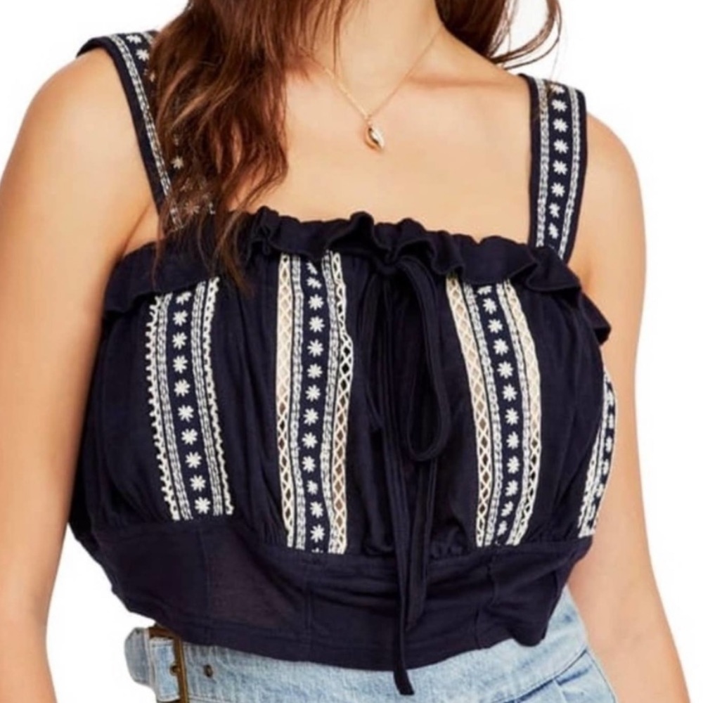 Free people navy crop top